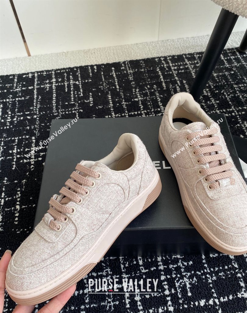 Chanel Wool Cloth Sneakers G46011 Pale Pink 2024 (SS-241017069)