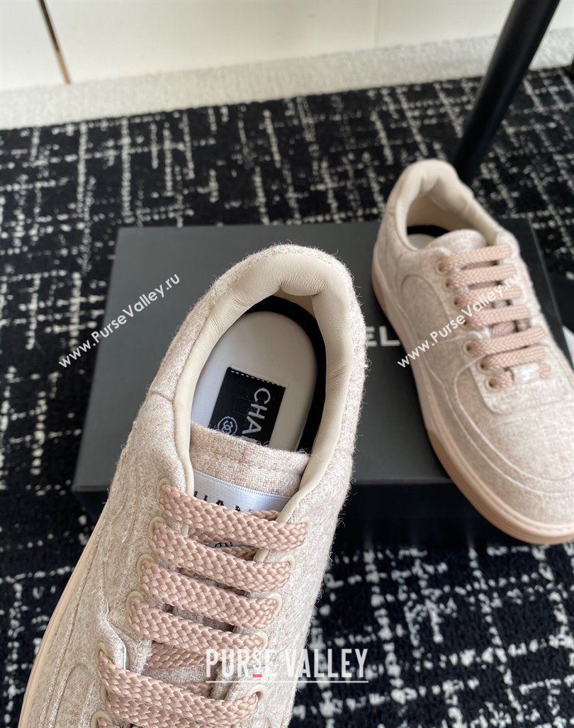 Chanel Wool Cloth Sneakers G46011 Pale Pink 2024 (SS-241017069)