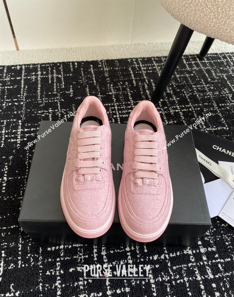 Chanel Wool Cloth Sneakers G46011 Light Pink 2024 (SS-241017070)