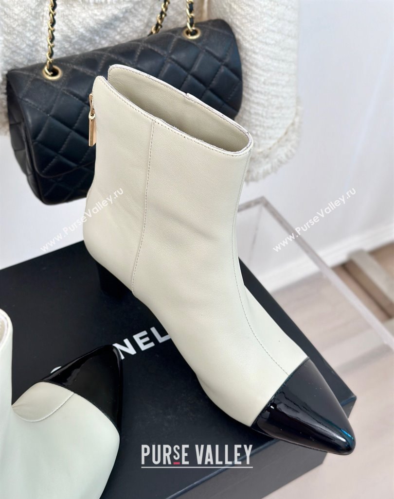 Chanel Lambskin Ankle Boots with Bloom White 2024 CH101619 (MD-241016070)