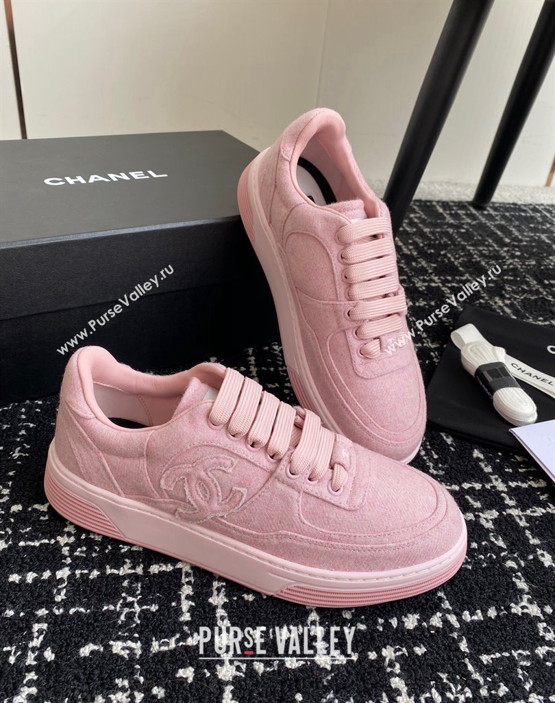 Chanel Wool Cloth Sneakers G46011 Light Pink 2024 (SS-241017070)