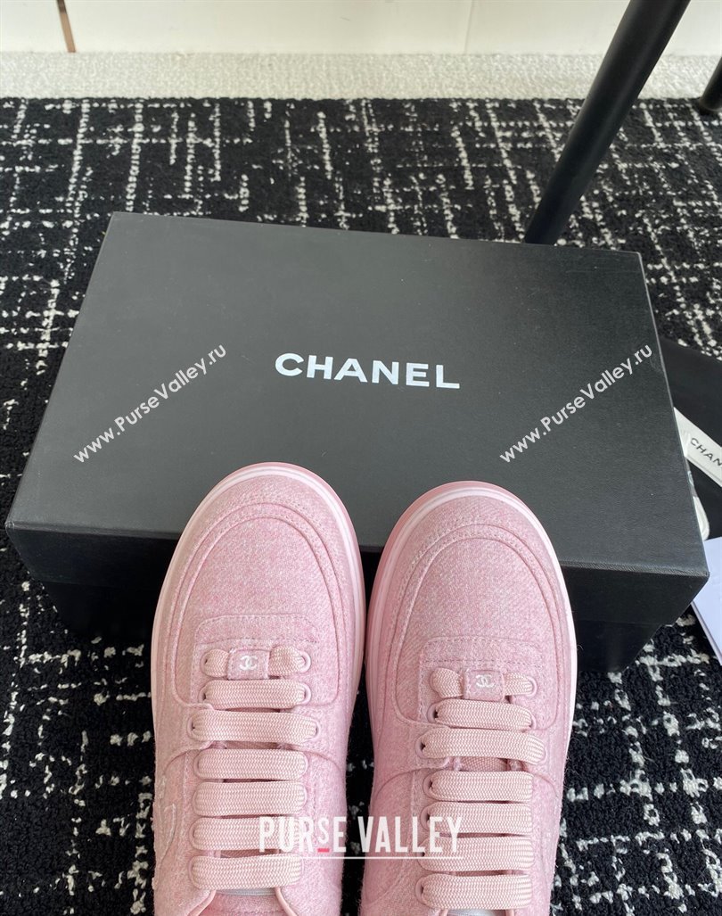 Chanel Wool Cloth Sneakers G46011 Light Pink 2024 (SS-241017070)