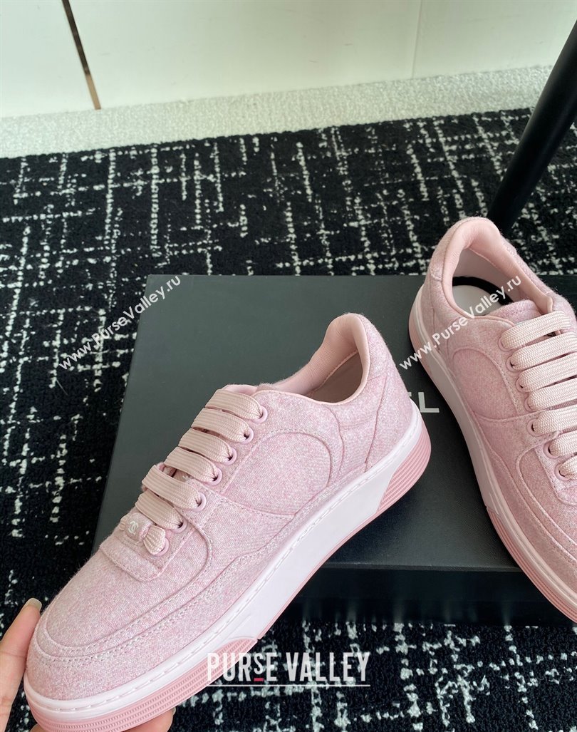 Chanel Wool Cloth Sneakers G46011 Light Pink 2024 (SS-241017070)