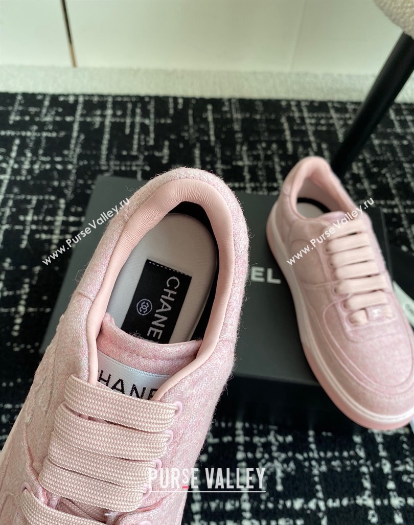 Chanel Wool Cloth Sneakers G46011 Light Pink 2024 (SS-241017070)