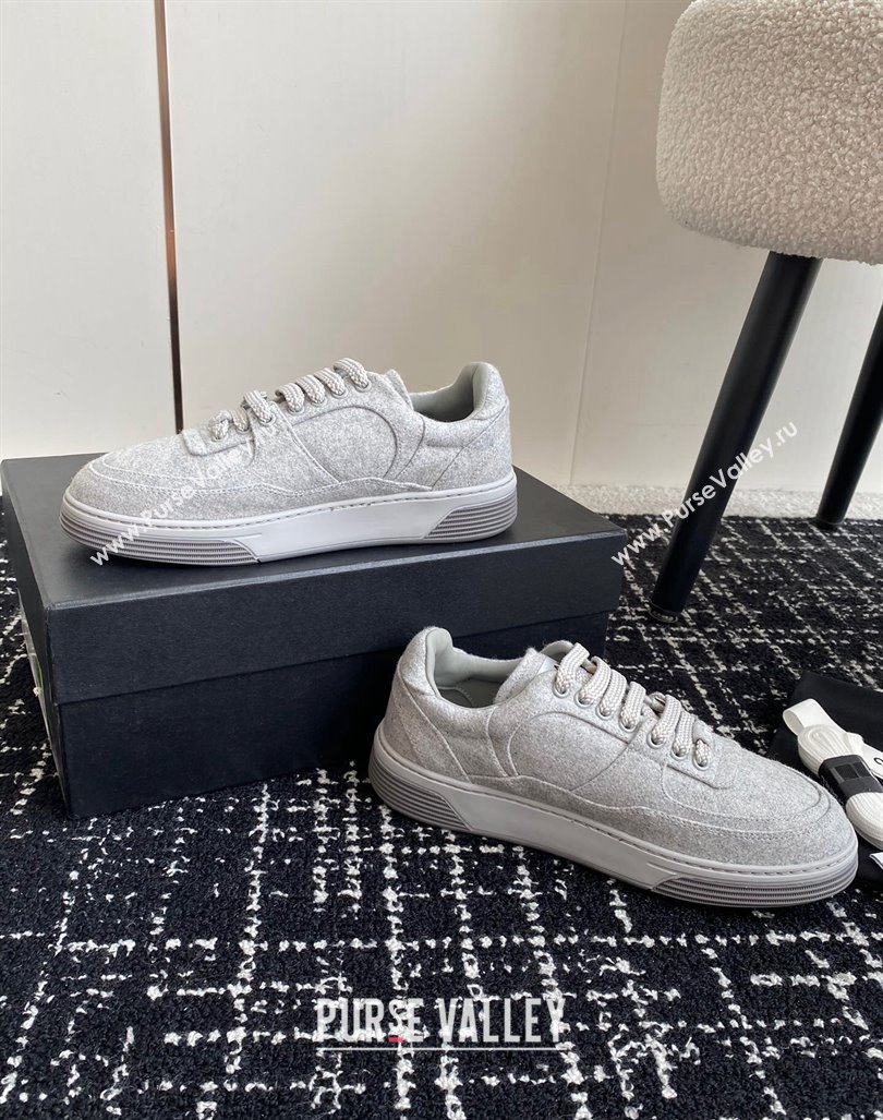 Chanel Wool Cloth Sneakers G46011 Light Grey 2024 (SS-241017071)