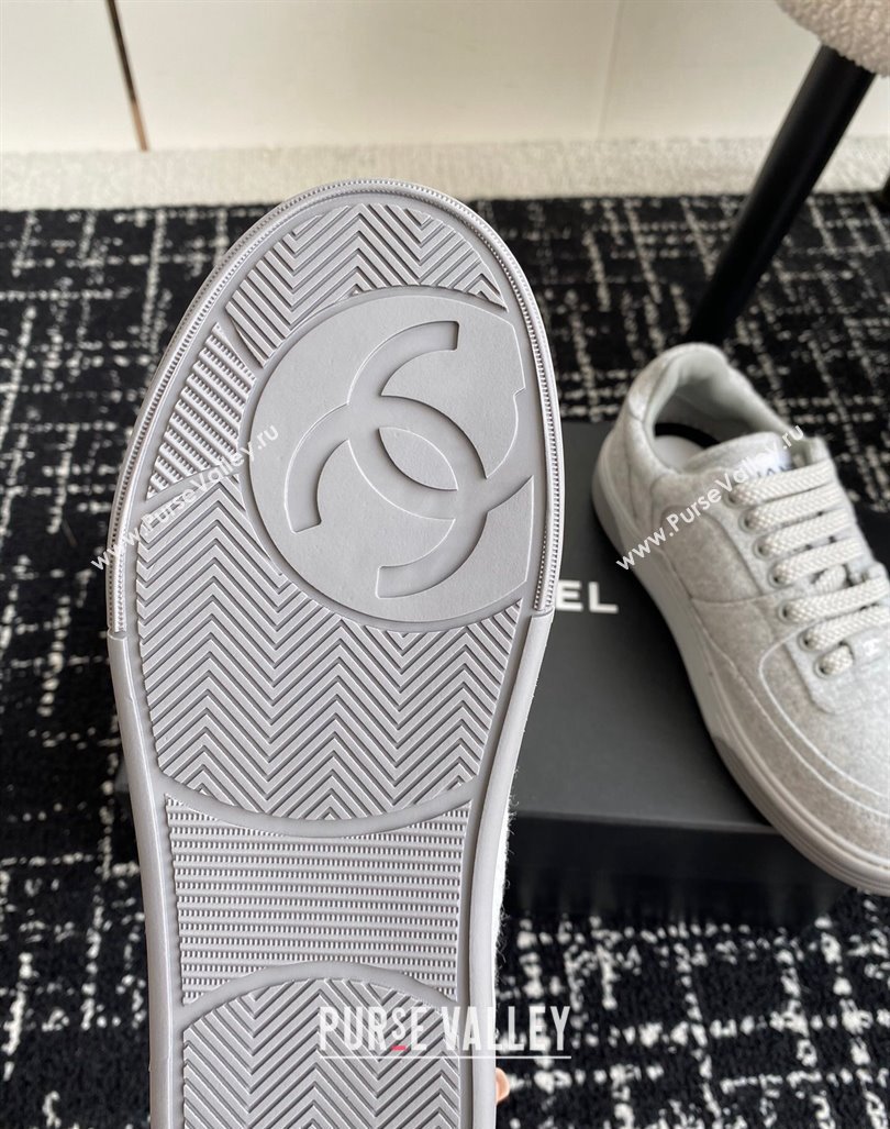 Chanel Wool Cloth Sneakers G46011 Light Grey 2024 (SS-241017071)