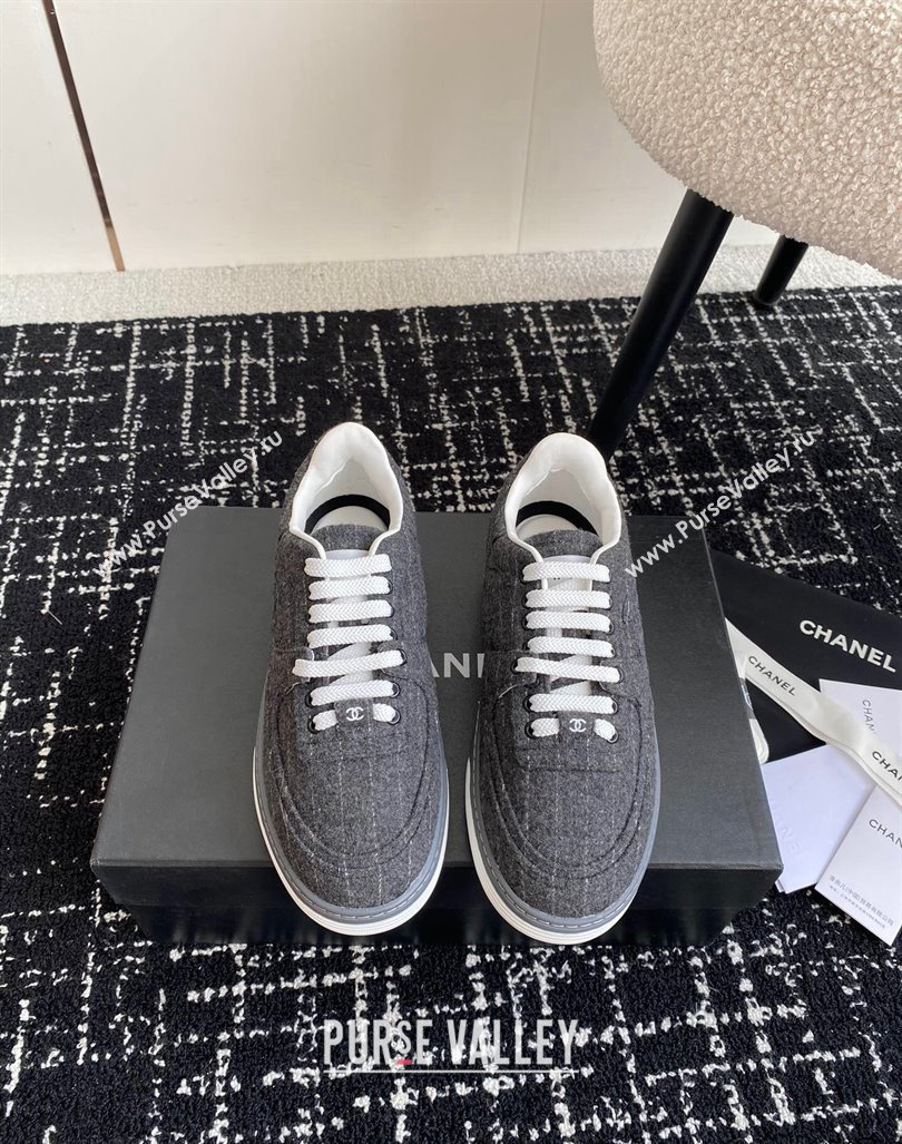 Chanel Striped Wool Sneakers G46011 Dark Grey 2024 (SS-241017072)