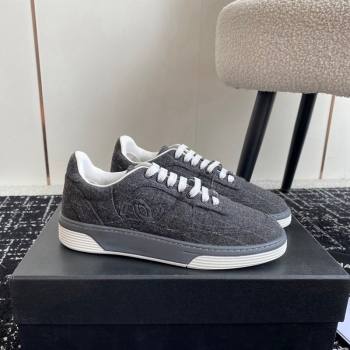 Chanel Striped Wool Sneakers G46011 Dark Grey 2024 (SS-241017072)