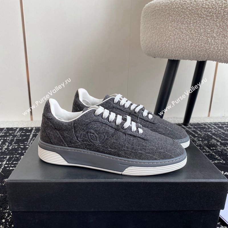 Chanel Striped Wool Sneakers G46011 Dark Grey 2024 (SS-241017072)