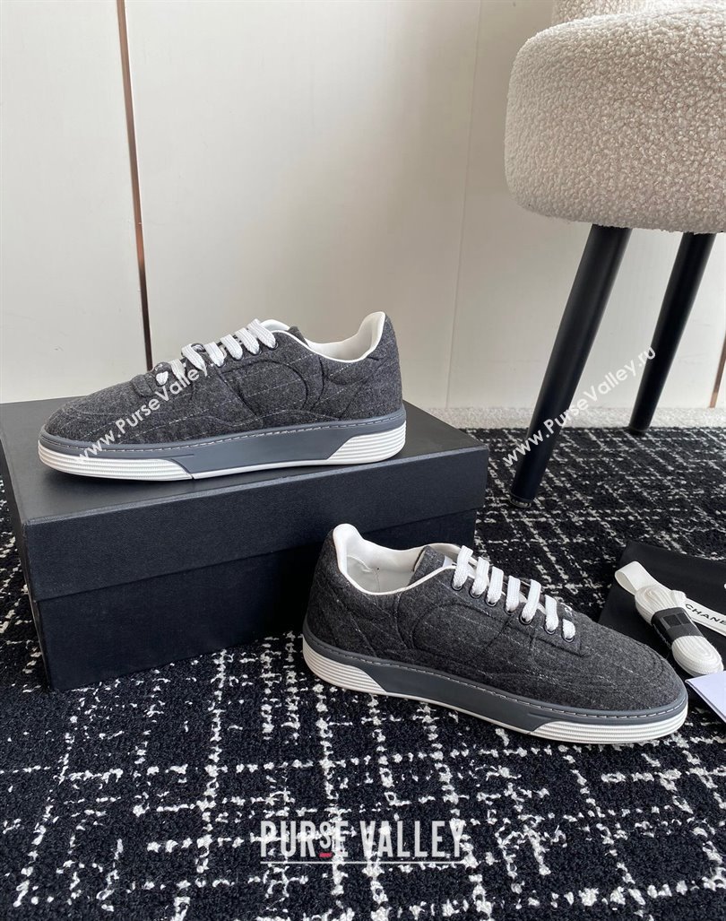 Chanel Striped Wool Sneakers G46011 Dark Grey 2024 (SS-241017072)