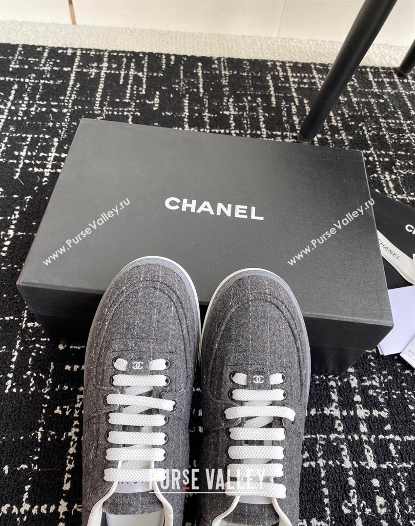 Chanel Striped Wool Sneakers G46011 Dark Grey 2024 (SS-241017072)