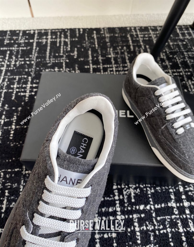 Chanel Striped Wool Sneakers G46011 Dark Grey 2024 (SS-241017072)