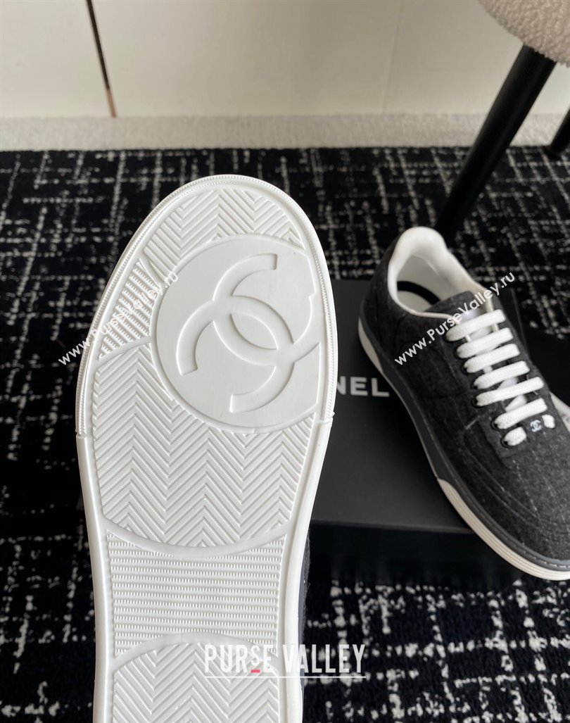 Chanel Striped Wool Sneakers G46011 Dark Grey 2024 (SS-241017072)