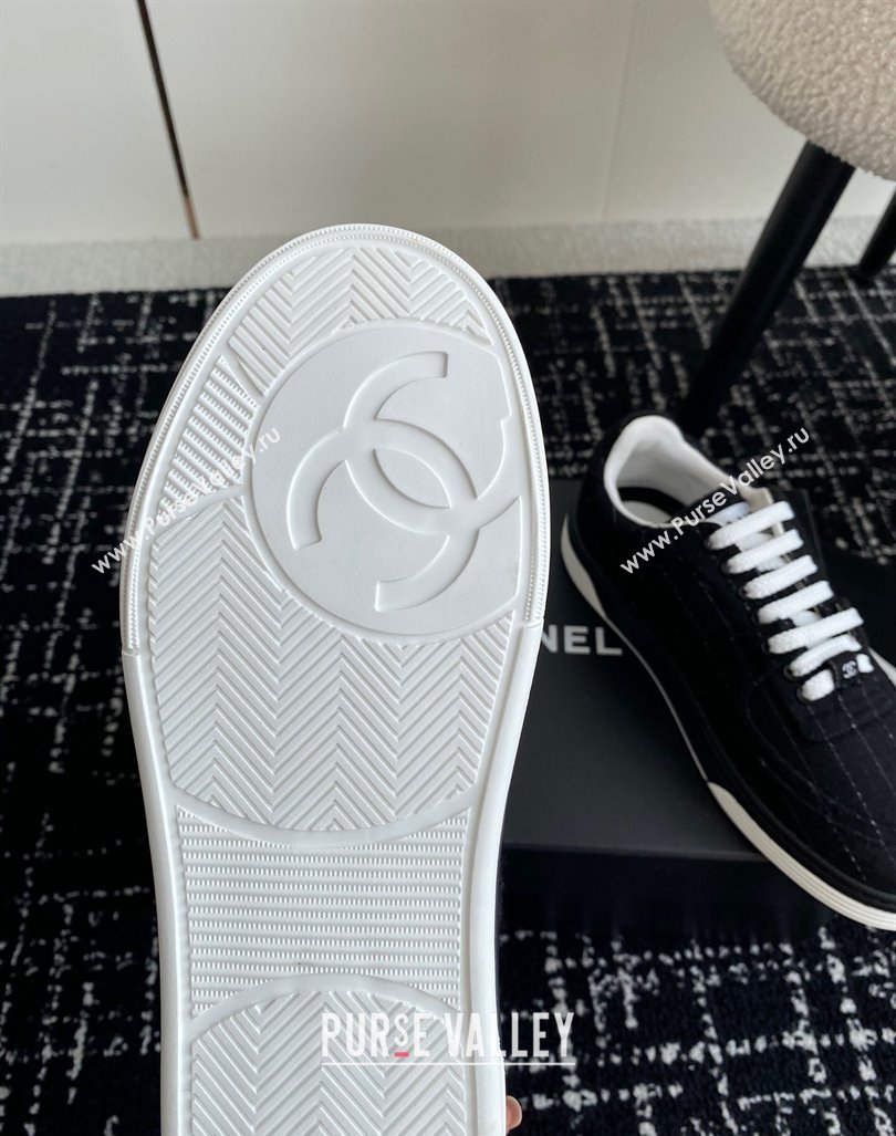 Chanel Striped Wool Sneakers G46011 Navy Blue 2024 (SS-241017073)