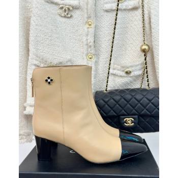 Chanel Lambskin Ankle Boots with Bloom Beige 2024 CH101619 (MD-241016071)