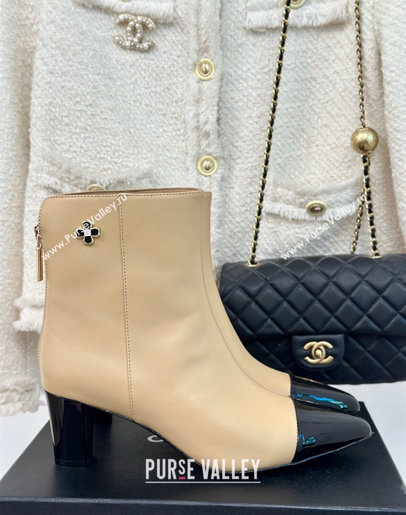 Chanel Lambskin Ankle Boots with Bloom Beige 2024 CH101619 (MD-241016071)