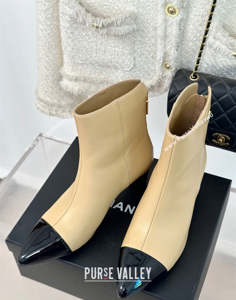 Chanel Lambskin Ankle Boots with Bloom Beige 2024 CH101619 (MD-241016071)