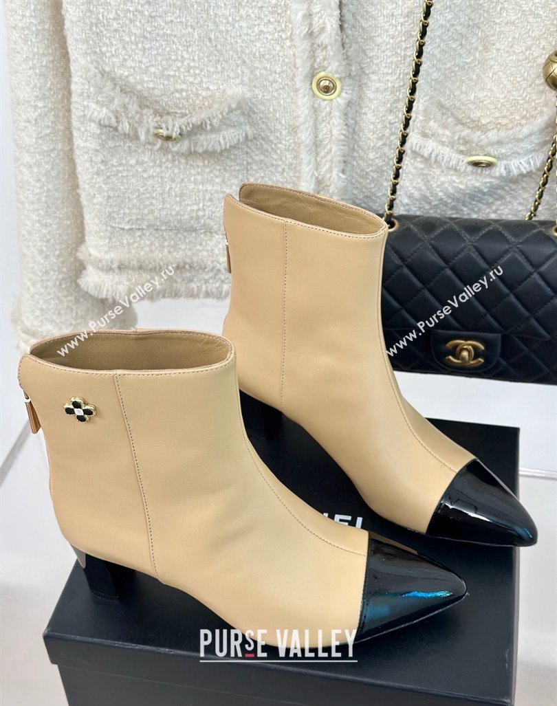 Chanel Lambskin Ankle Boots with Bloom Beige 2024 CH101619 (MD-241016071)