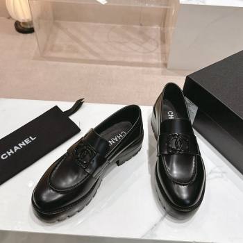 Chanel Patent Calfskin Platform Loafers 4.5cm with Framed CC Black 2024 CH101711 (SS-241017049)