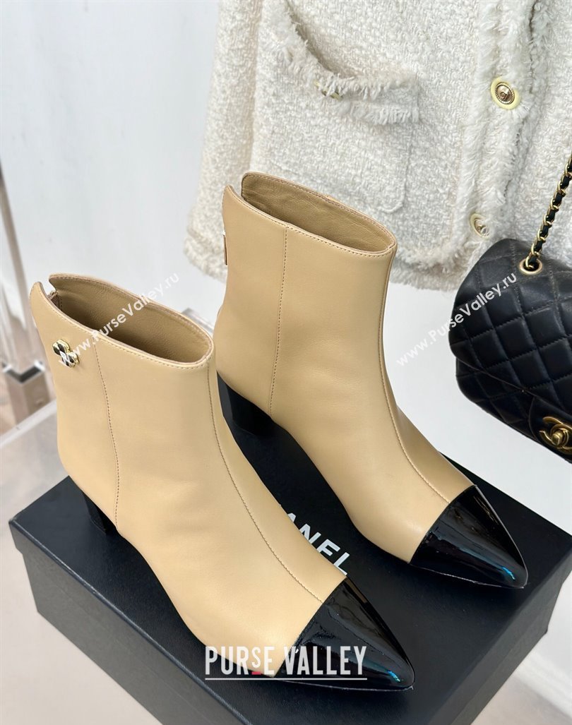 Chanel Lambskin Ankle Boots with Bloom Beige 2024 CH101619 (MD-241016071)