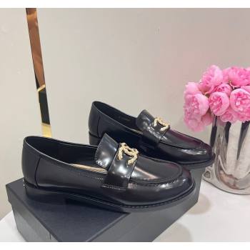 Chanel Patent Calfskin Loafers with Strass CC Black 2024 CH101712 (KL-241017053)