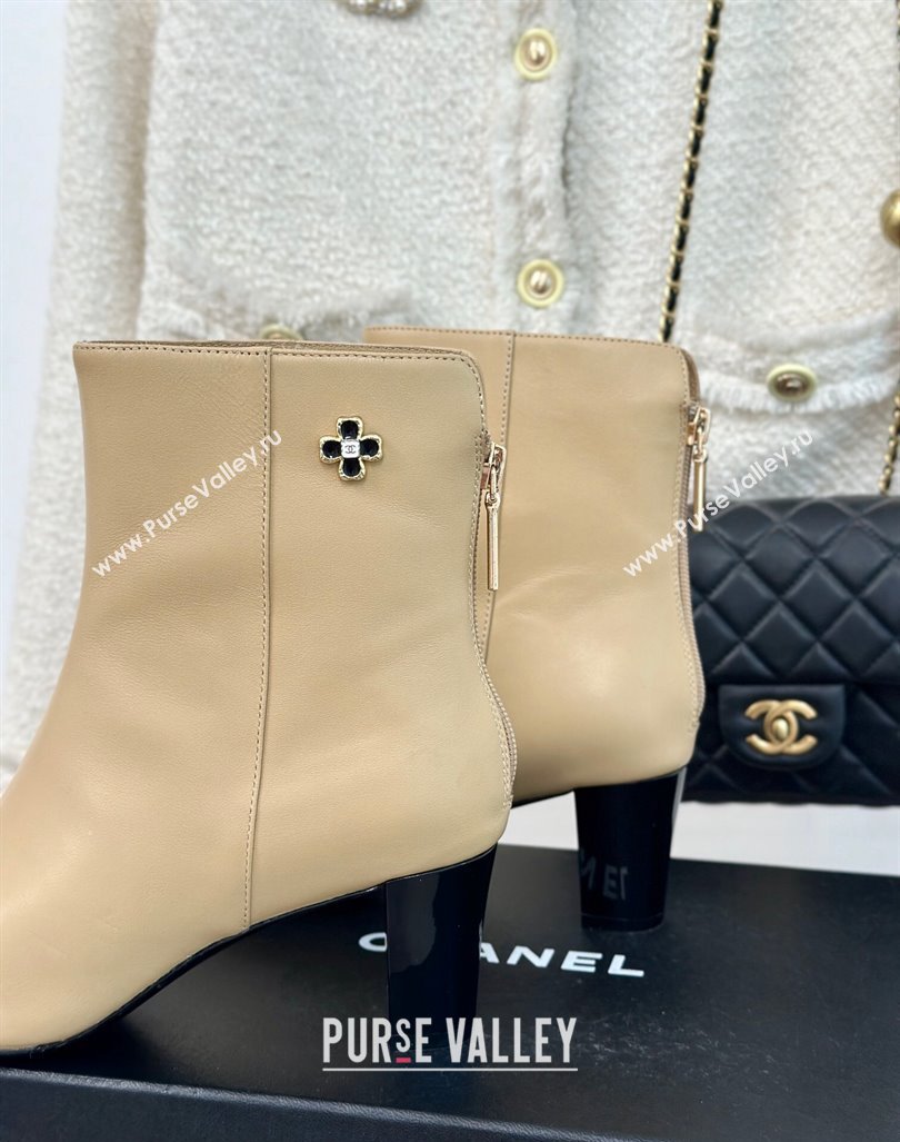 Chanel Lambskin Ankle Boots with Bloom Beige 2024 CH101619 (MD-241016071)