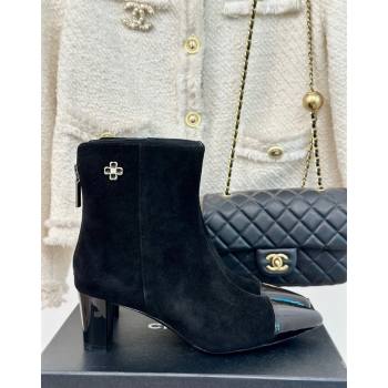 Chanel Suede Ankle Boots with Bloom Black 2024 CH101619 (MD-241016072)