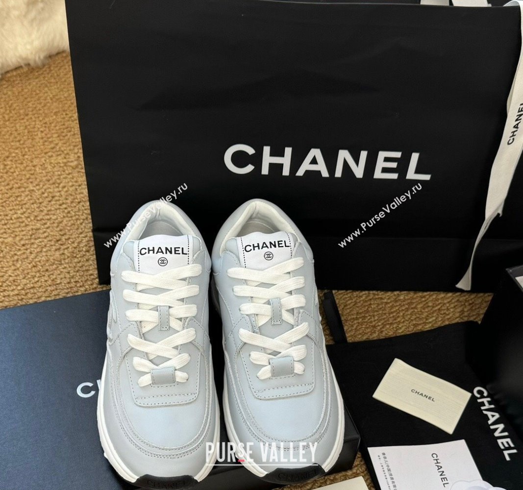 Chanel Calfskin Sneakers Pale Blue 2024 G46086 (KL-241017074)