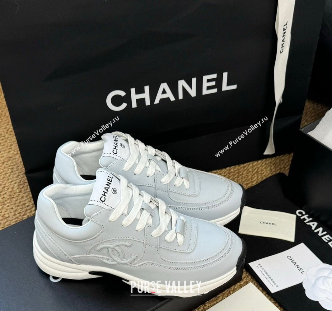 Chanel Calfskin Sneakers Pale Blue 2024 G46086 (KL-241017074)