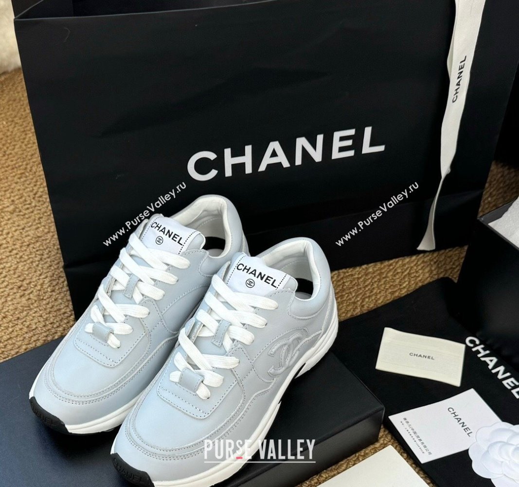 Chanel Calfskin Sneakers Pale Blue 2024 G46086 (KL-241017074)