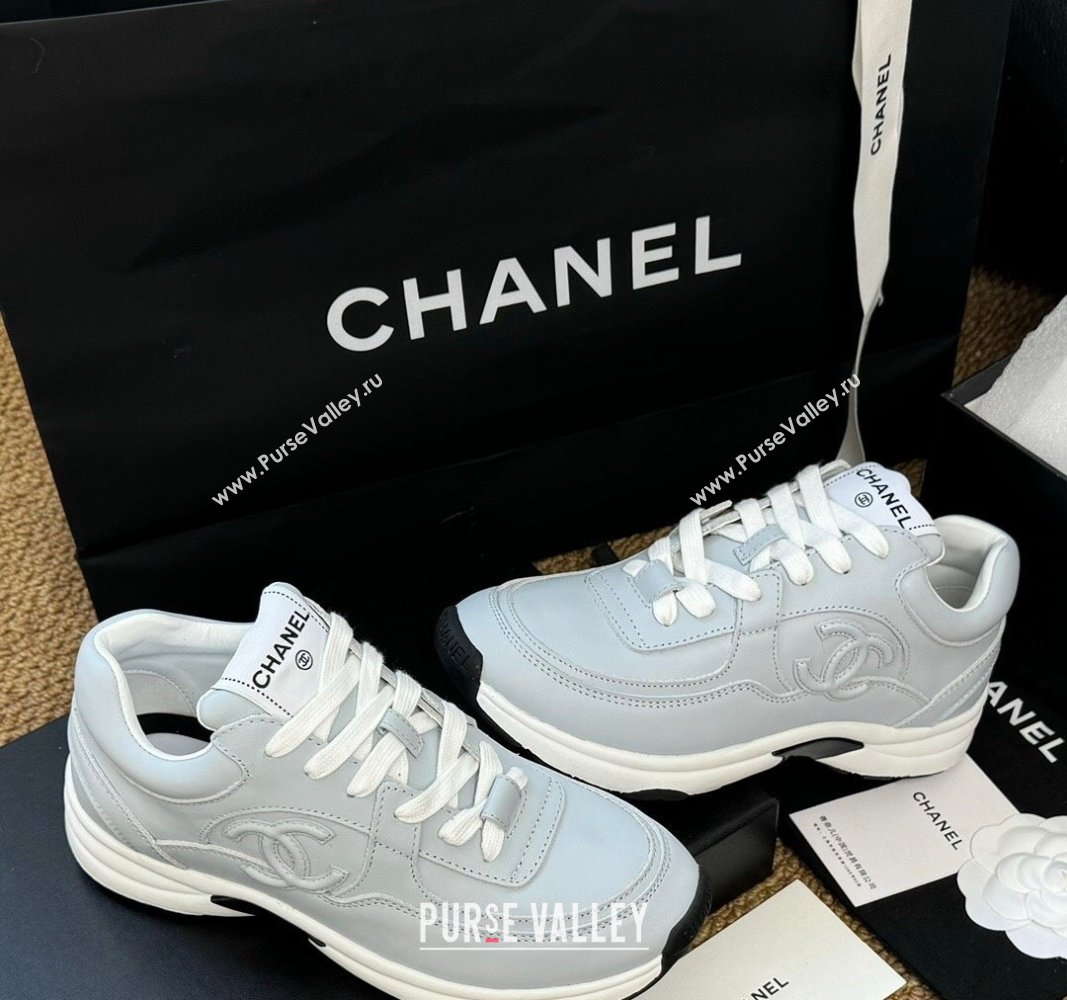 Chanel Calfskin Sneakers Pale Blue 2024 G46086 (KL-241017074)