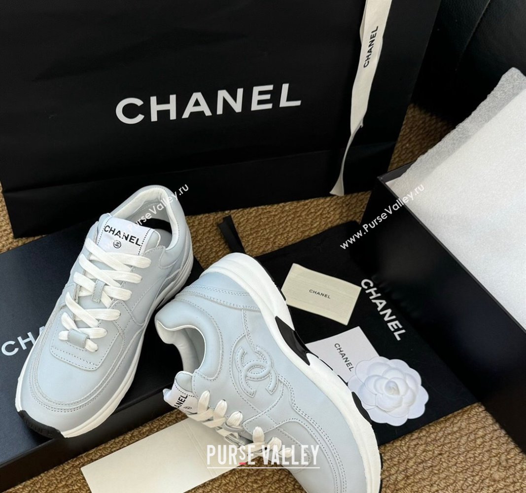 Chanel Calfskin Sneakers Pale Blue 2024 G46086 (KL-241017074)