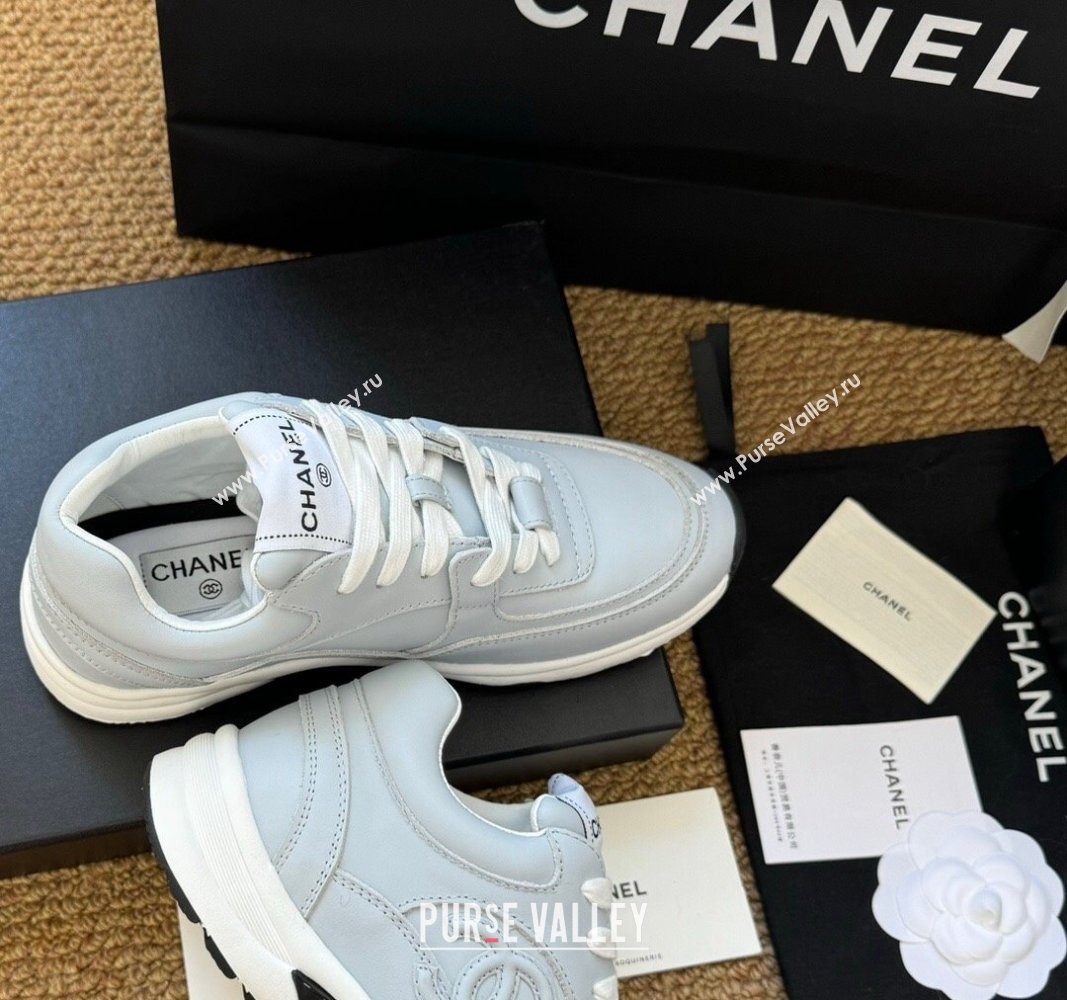 Chanel Calfskin Sneakers Pale Blue 2024 G46086 (KL-241017074)