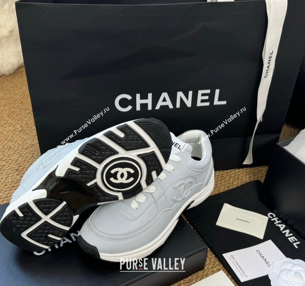 Chanel Calfskin Sneakers Pale Blue 2024 G46086 (KL-241017074)