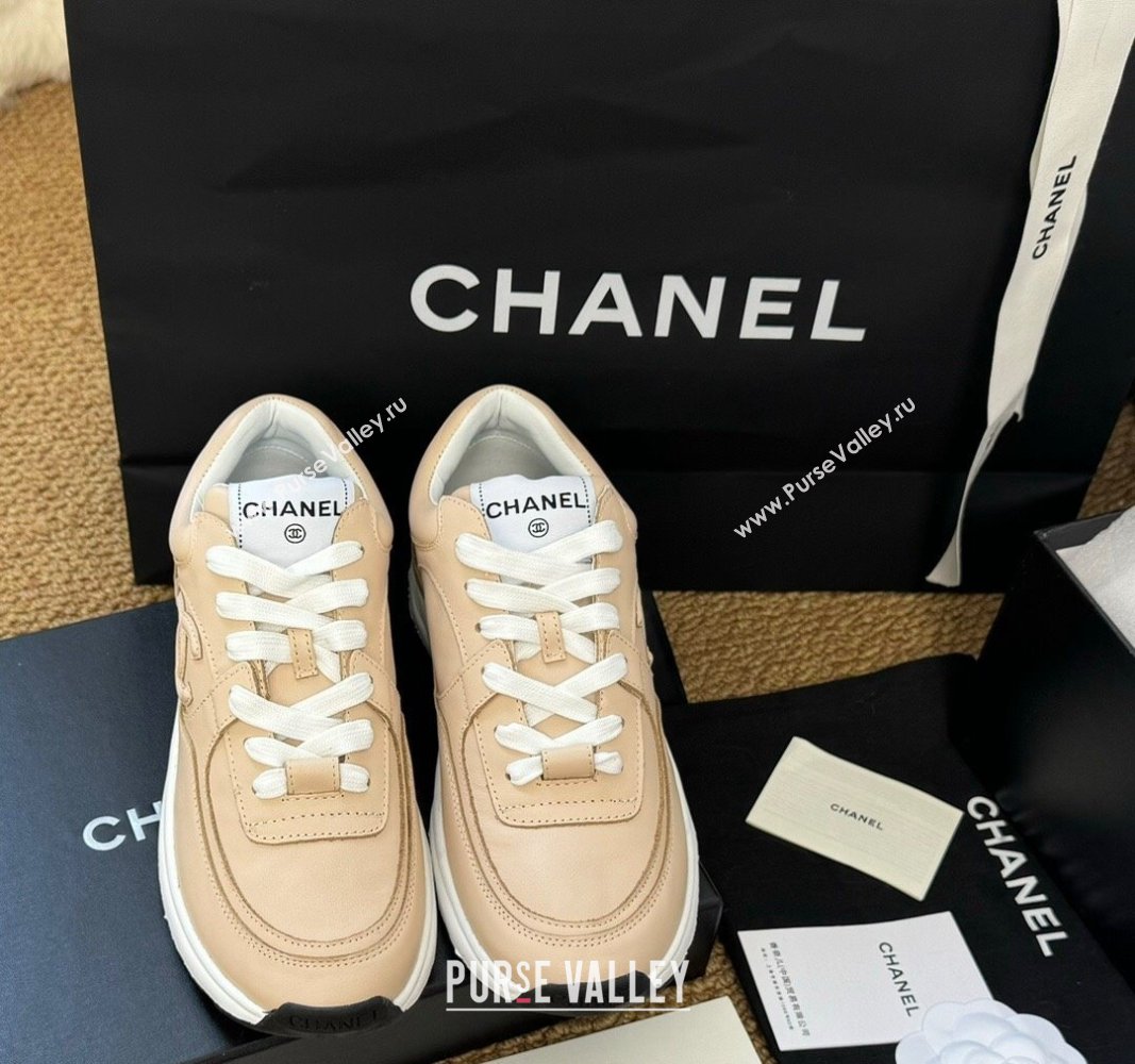 Chanel Calfskin Sneakers Beige 2024 G46086 (KL-241017075)