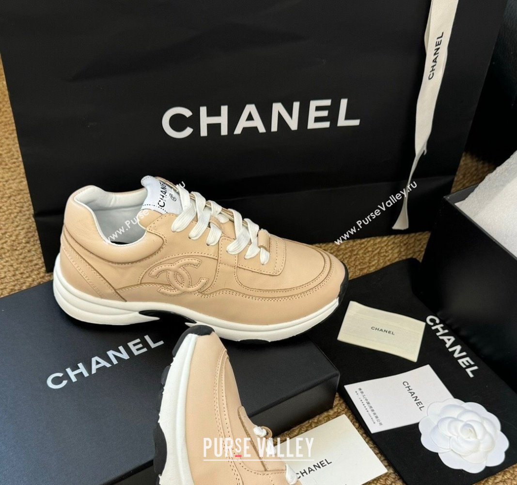 Chanel Calfskin Sneakers Beige 2024 G46086 (KL-241017075)