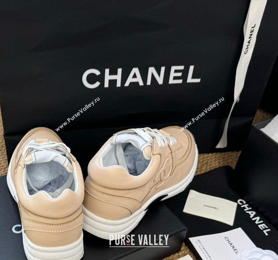 Chanel Calfskin Sneakers Beige 2024 G46086 (KL-241017075)