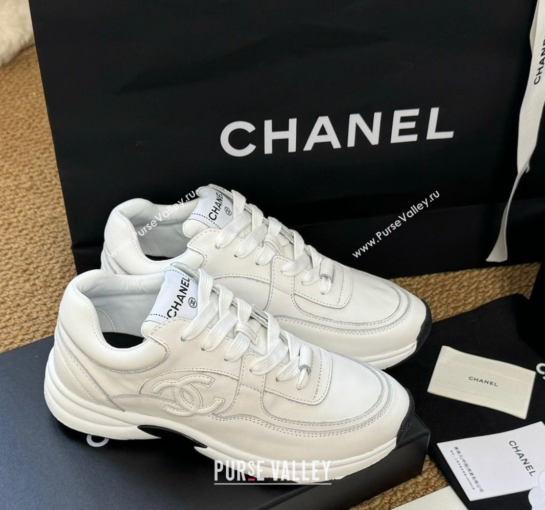 Chanel Calfskin Sneakers White 2024 G46086 (KL-241017076)