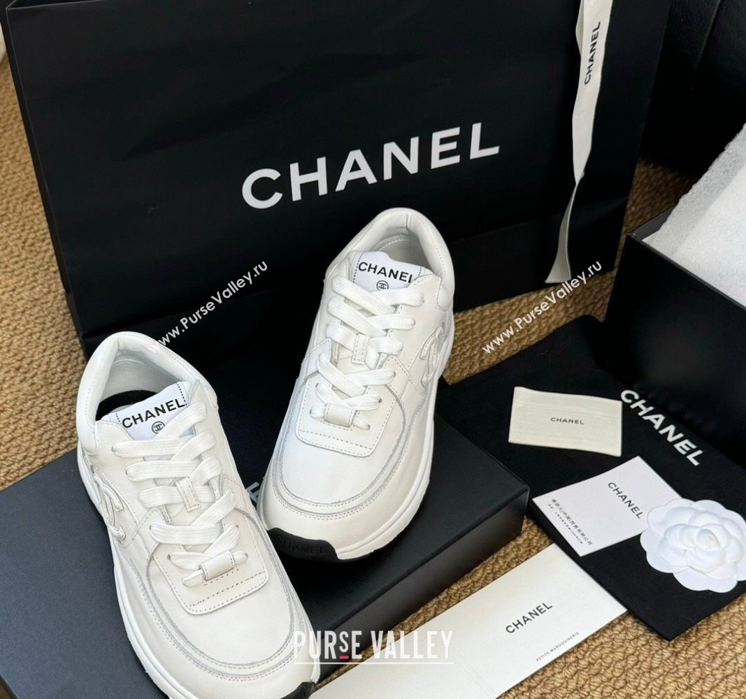 Chanel Calfskin Sneakers White 2024 G46086 (KL-241017076)