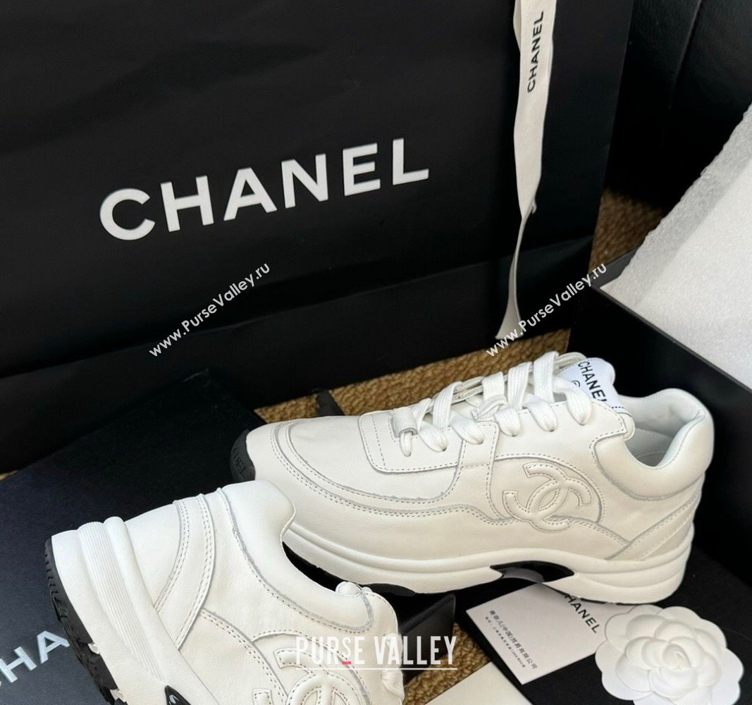 Chanel Calfskin Sneakers White 2024 G46086 (KL-241017076)