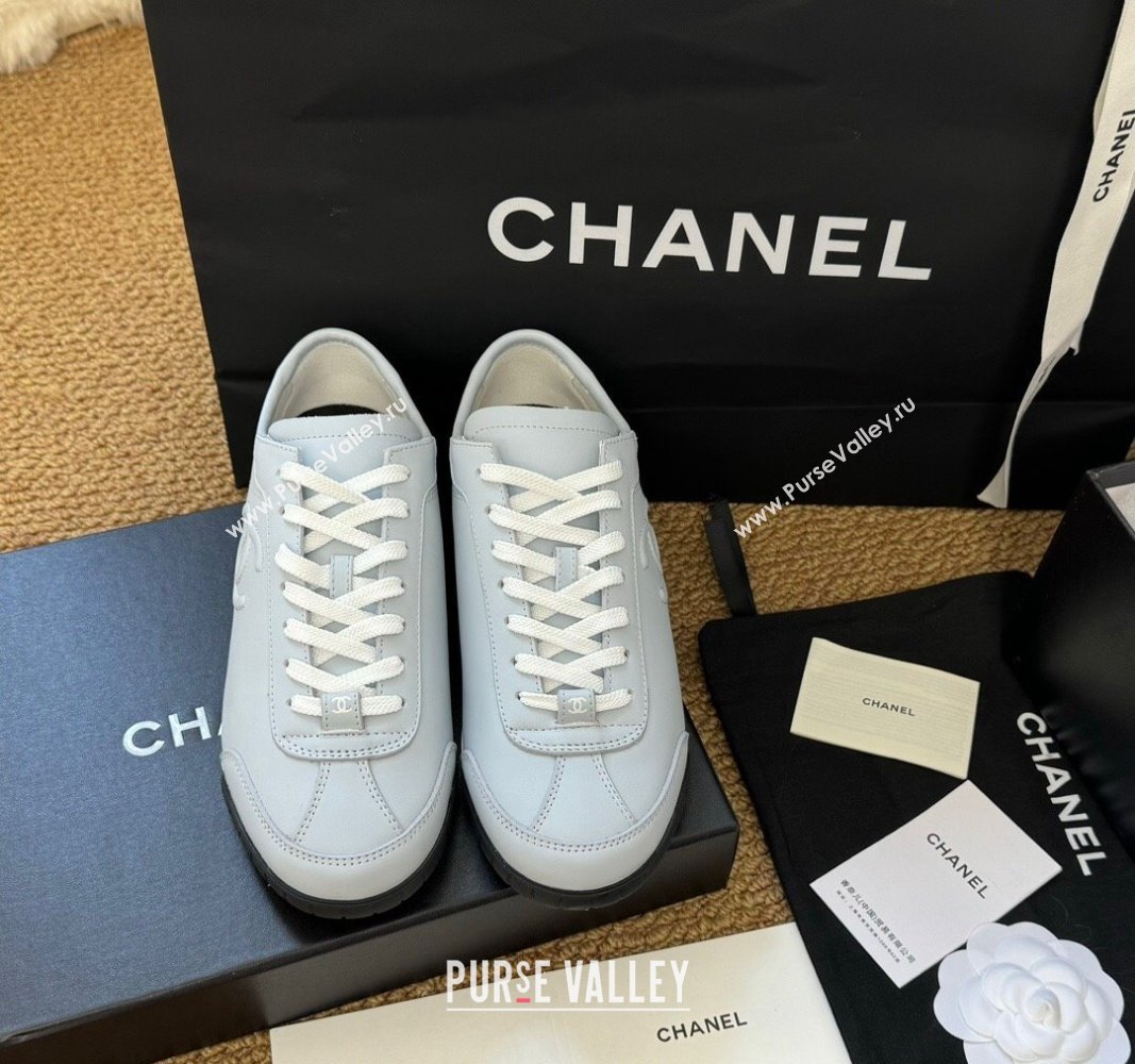 Chanel Calfskin Sneakers Pale Blue 2024 G45996 (KL-241017078)