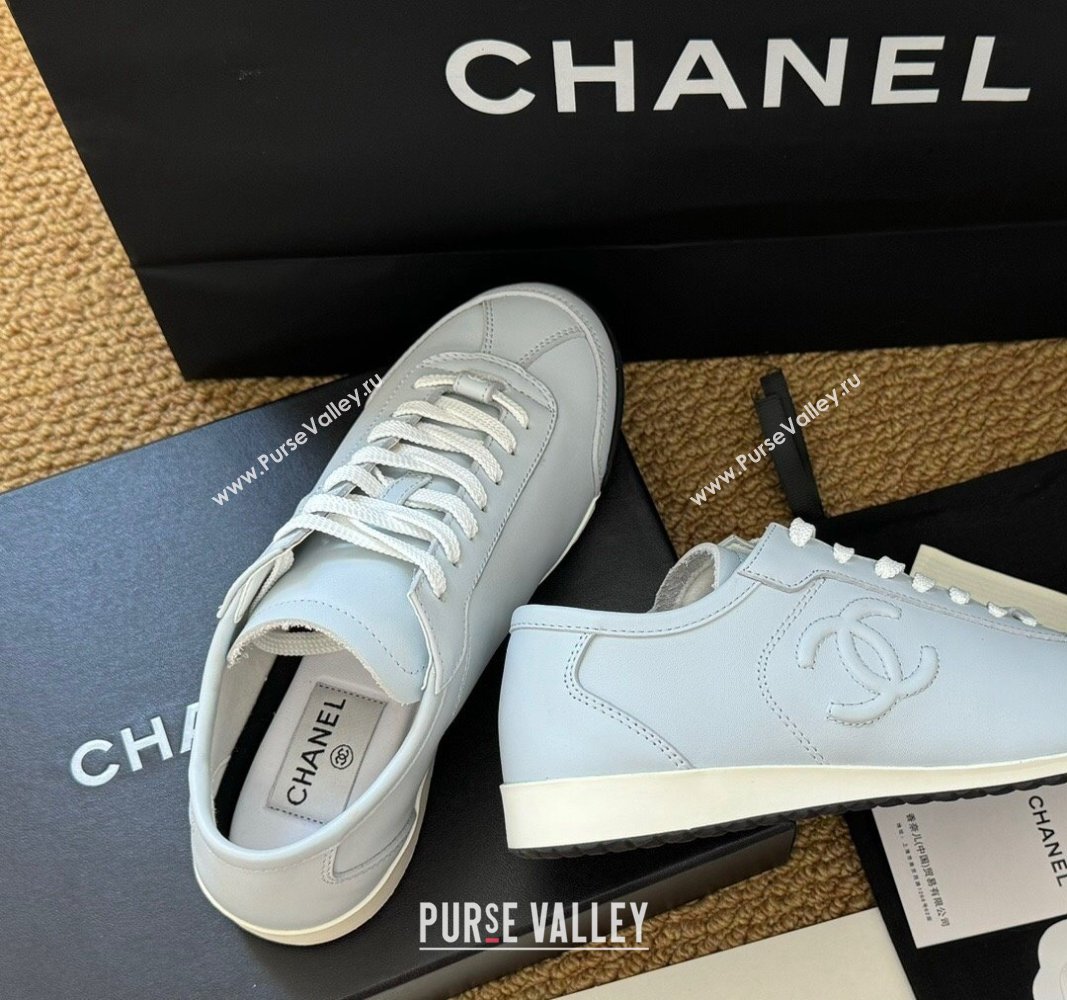 Chanel Calfskin Sneakers Pale Blue 2024 G45996 (KL-241017078)