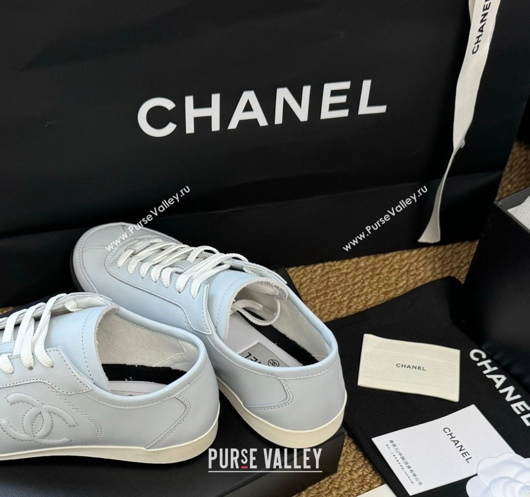 Chanel Calfskin Sneakers Pale Blue 2024 G45996 (KL-241017078)