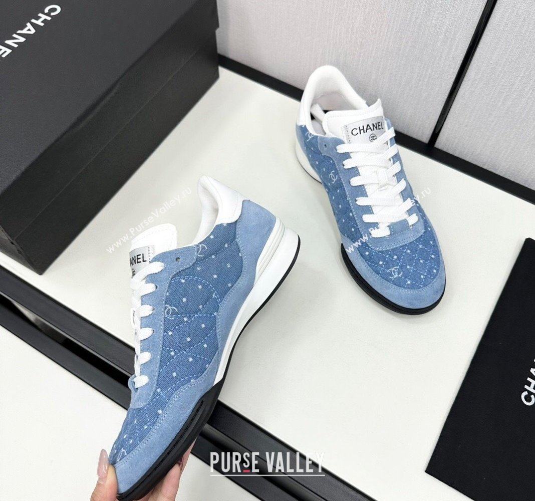 Chanel Dotted Denim Suede Sneakers Blue 2024 CH101715 (KL-241017083)