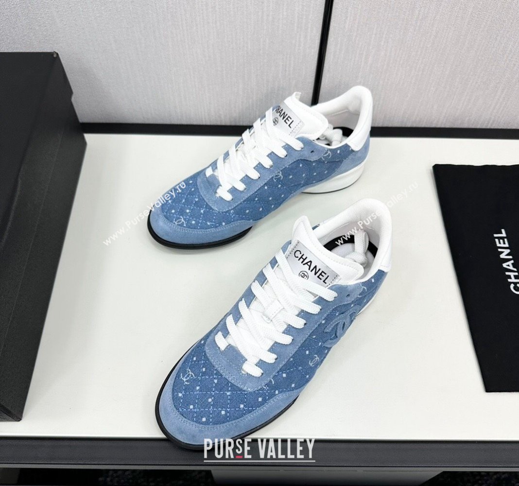 Chanel Dotted Denim Suede Sneakers Blue 2024 CH101715 (KL-241017083)