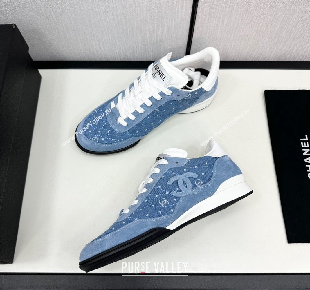 Chanel Dotted Denim Suede Sneakers Blue 2024 CH101715 (KL-241017083)