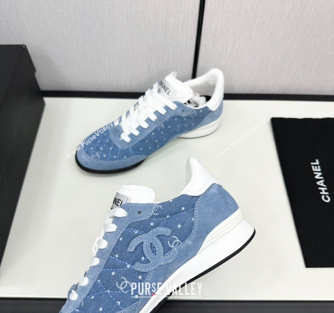 Chanel Dotted Denim Suede Sneakers Blue 2024 CH101715 (KL-241017083)