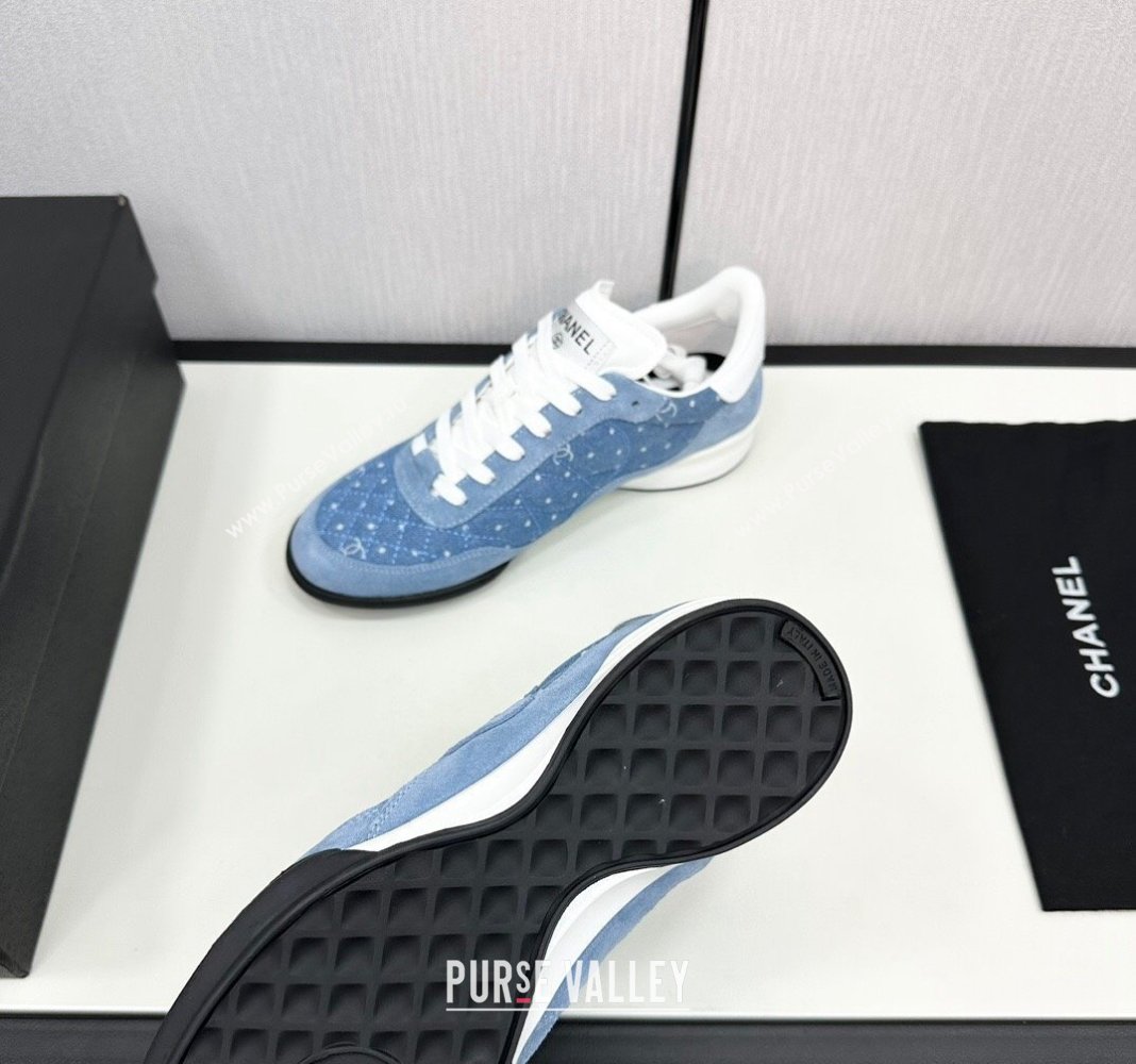 Chanel Dotted Denim Suede Sneakers Blue 2024 CH101715 (KL-241017083)