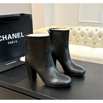 Chanel Calfskin Leather Heel Ankle Boots 7cm Black 2024 CH101505 (KL-241015095)