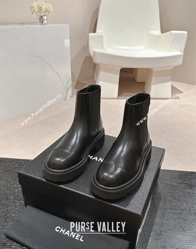 Chanel Calfskin Elastic Ankle Boots Black 2024 CH101621 (MD-241016077)